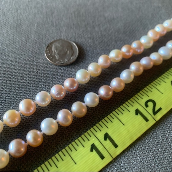 18” multi-colored cultured freshwater 6-7mm Pearl necklace w/ sterling silver - Picture 2 of 5